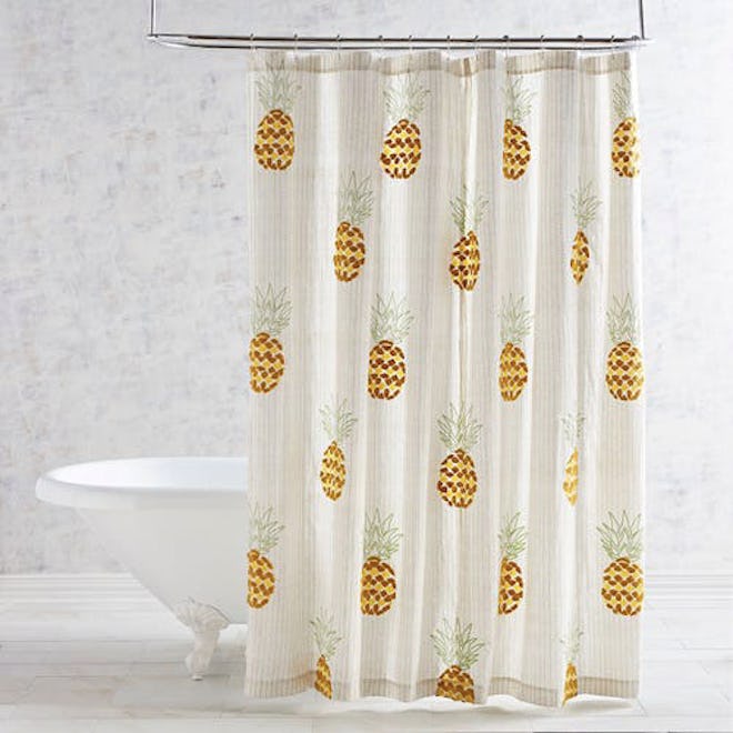 Embroidered Pineapple Shower Curtain 