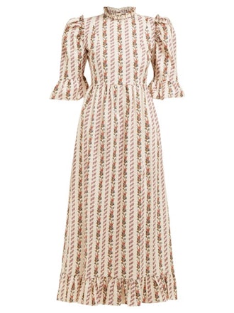 Ruffled Chicago-Print Cotton Maxi Dress