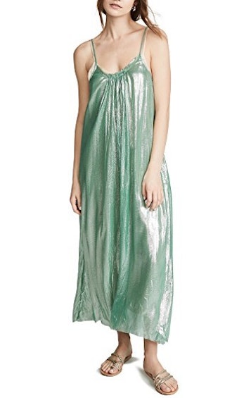 Metallic Chiffon Silk Dress with Straps  