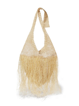 Fringed Woven Straw Tote