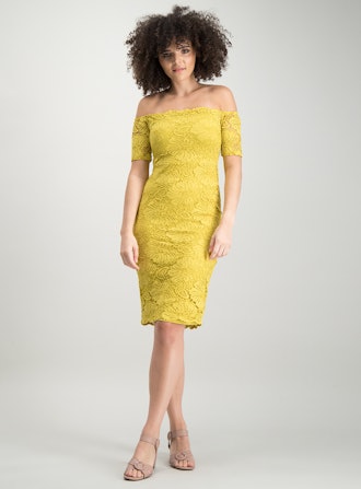 Yellow Lace Bardot Dress