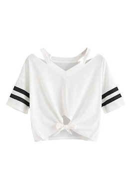 SweatyRocks Women's Loose Short Sleeve Cropped T-Shirt 