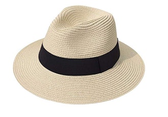 Lanzom Straw Panama Hat Fedora