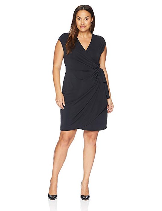 Lark & Ro Women's Plus Size Classic Cap Sleeve Wrap Dress