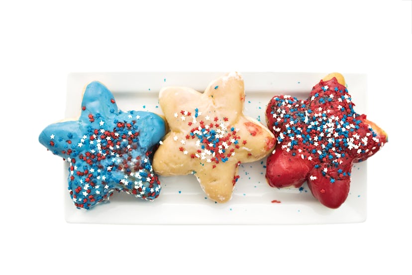 The Fourth of July star-shaped cookies in colors of the flag of the USA