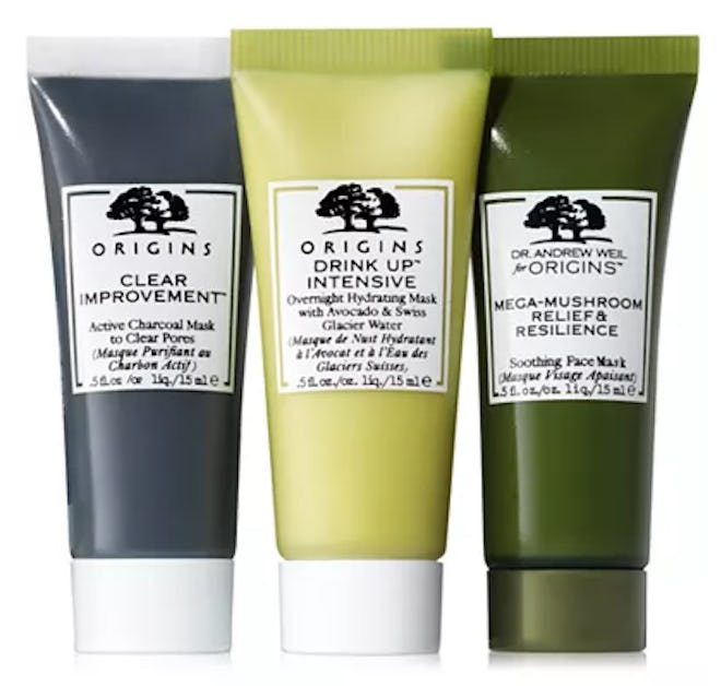 Origins Clear Improvement Charcoal, Drink Up Hydrating & Mega-Mushroom Mask (Set of 3)