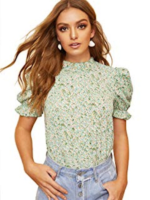 Romwe Puff Sleeve Blouse 