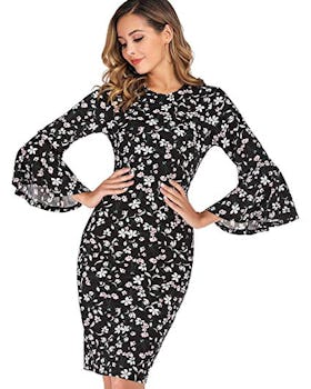 Zshujun Bell Sleeve Sheath 
