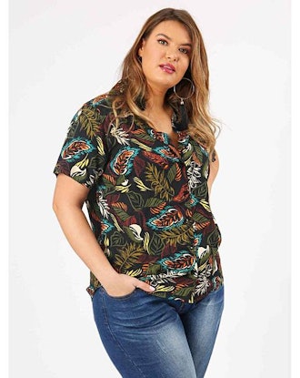 Koko Tropical Print Revere Collar Shirt