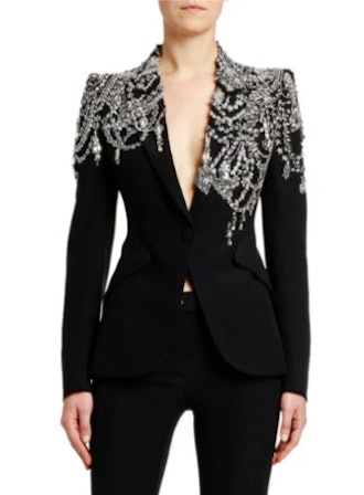 Crystal-Embellished Jersey Blazer Jacket