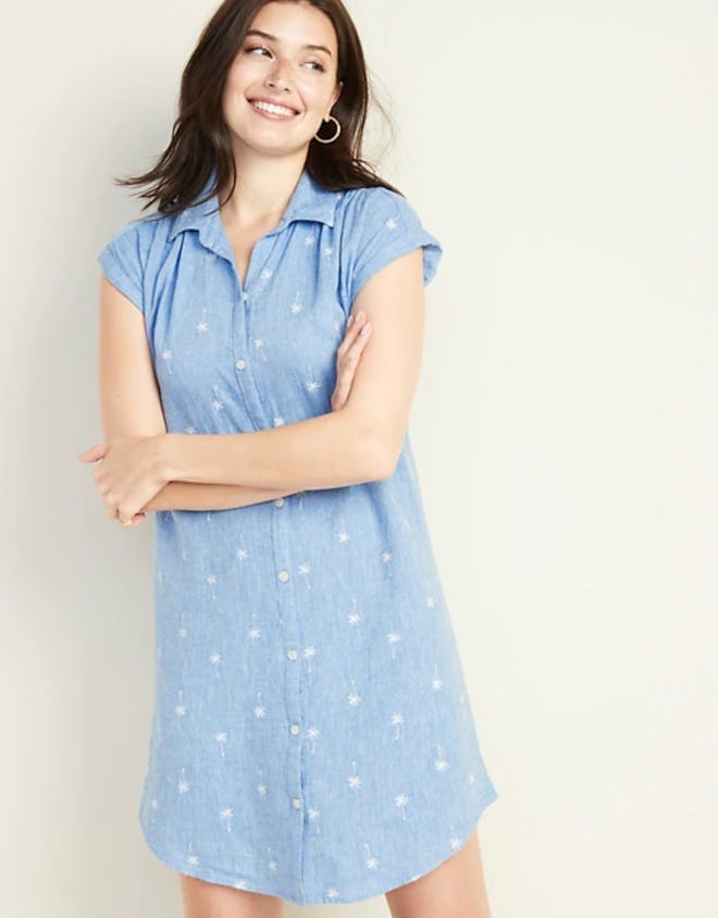Linen-Blend Shirt Dress 