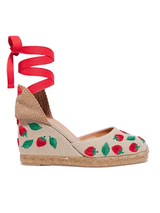 Carina 80 Embroidered Canvas Wedge Espadrilles