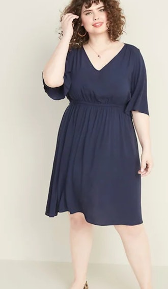 Elbow-Sleeve Plus-Size Dress