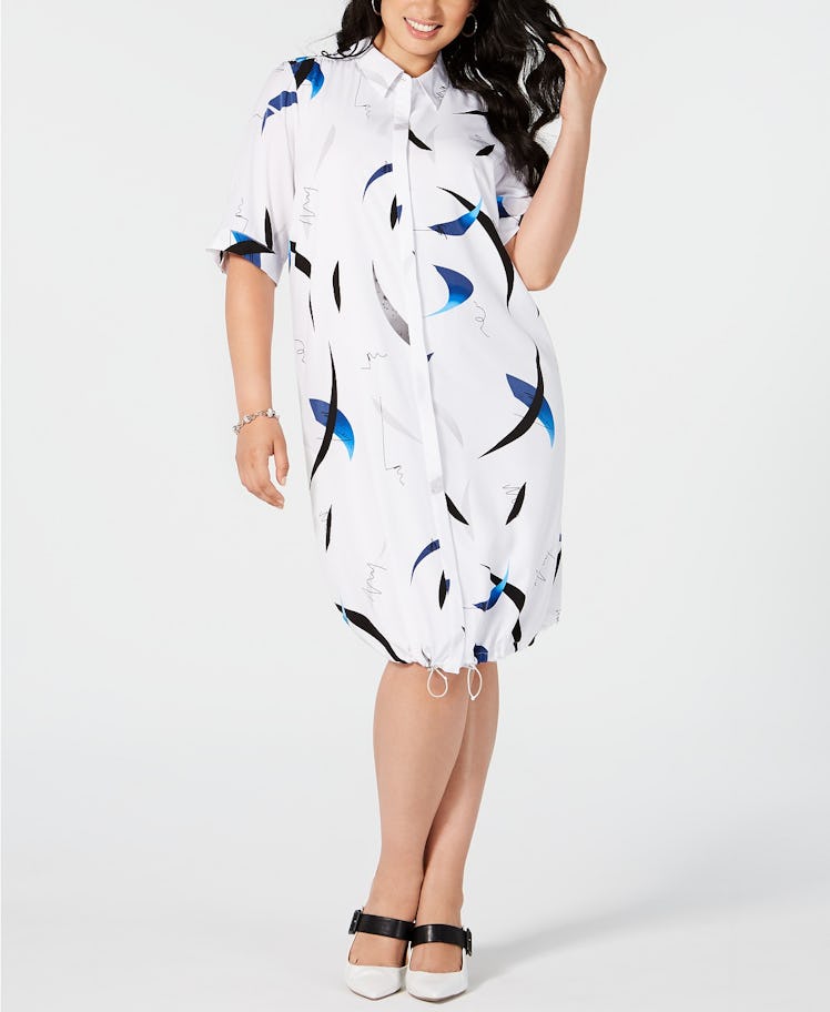 Alfani Plus Size Printed Button-Front Shirtdress, Created for Macy's