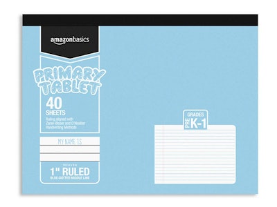 AmazonBasics Primary Tablet 1" Ruled, 40-Sheet, 10.5" x 8", 5-Pack