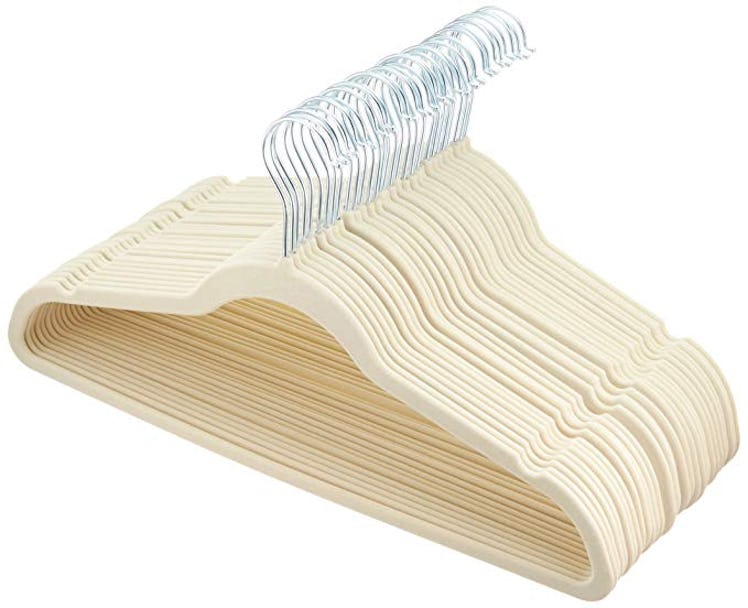 AmazonBasics Velvet Suit Clothes Hangers, 30-Pack, Ivory/Beige
