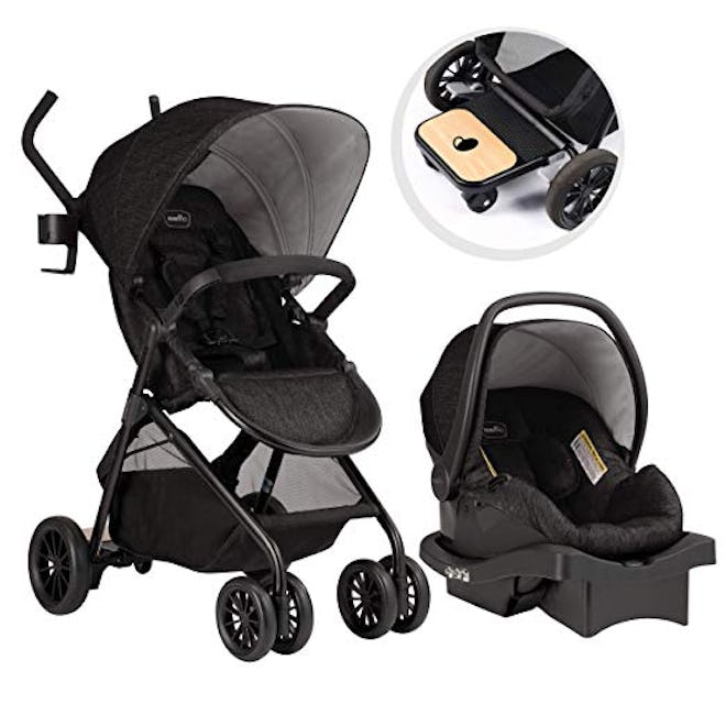 Evenflo Sibby Travel System: Stroller, Carseat, and Ride-Along Board