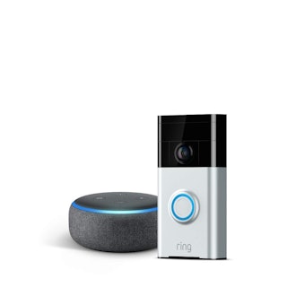 Ring Wi-Fi Enabled Video Doorbell in Satin Nickel with Echo Dot 3rd Gen