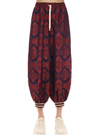 Silk Twill and Jacquard Joupe Track Pants 
