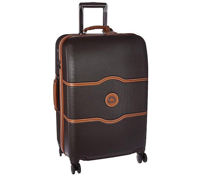 DELSEY Paris Luggage Chatelet Hard+ Medium Checked Spinner Suitcase Hardside with Lock, Chocolate
