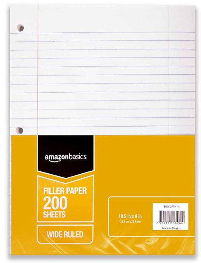 Amazon Basics Wide Ruled Loose Leaf Filler Paper, 200 Sheet, 10.5 x 8 Inch, 6-Pack