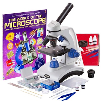 AmScope 40X-1000X Dual LED Light Student Microscope Package with Optical Glass Lens