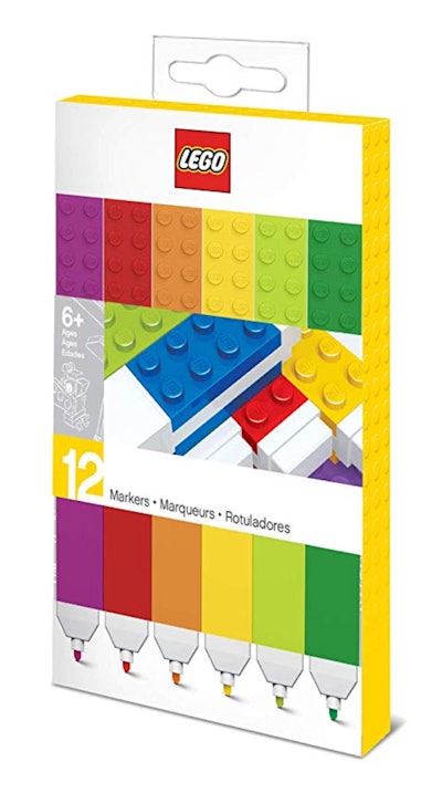 LEGO Stationery - Colored Marker 12 Pack with 4x2 Building Bricks