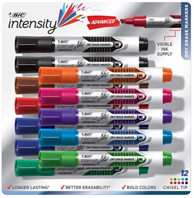 BIC Intensity Advanced Dry Erase Marker Assorted Colors 12-Count