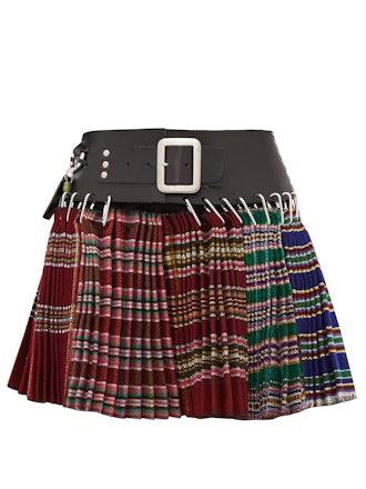 Chopova Lowena Pleated wool-jacquard mini skirt