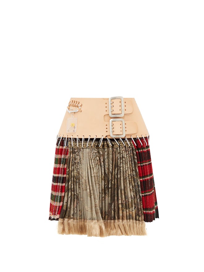 Chopova Lowena Tartan recycled-tapestry mini skirt