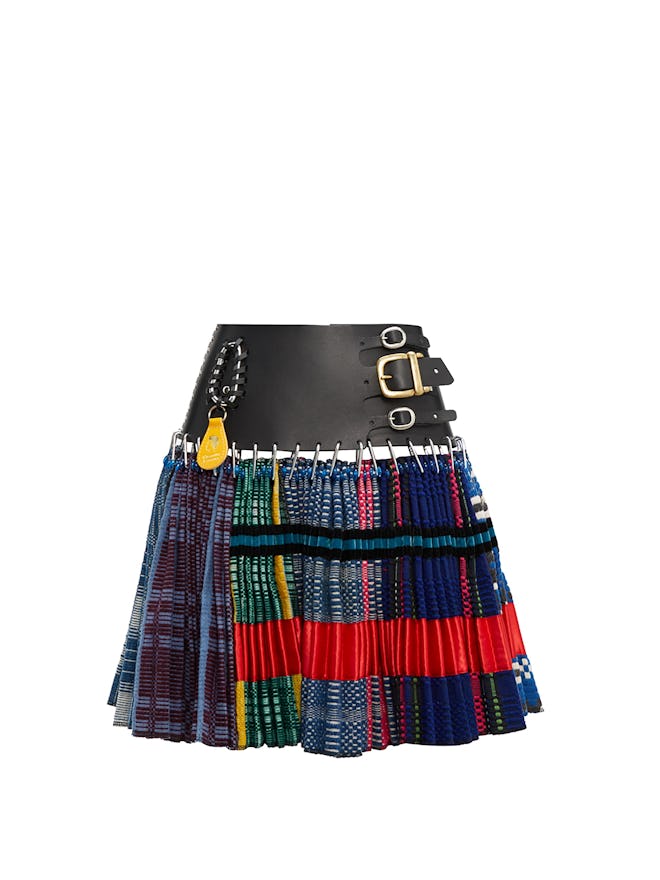 Chopova Lowena Tartan recycled-tapestry skirt