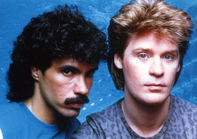 Hall & Oates in Blue Background Close Up Portrait 