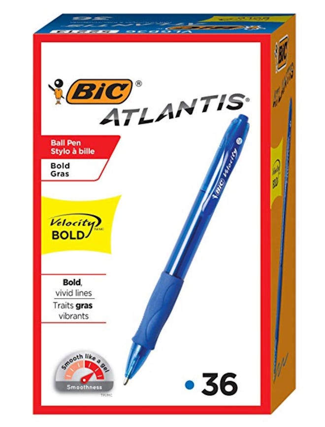 BIC Velocity Bold Retractable Ball Pen Blue 36-count