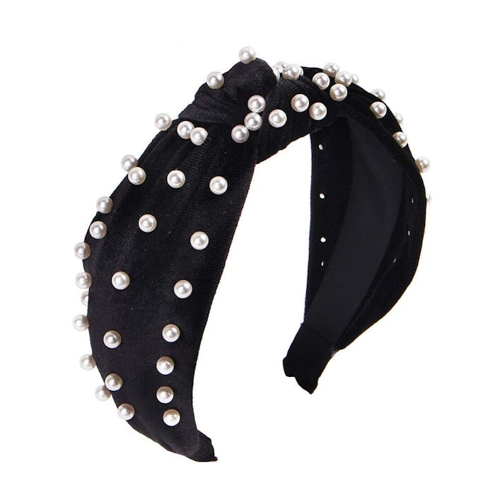 Pearl-Encrusted Velvet Headband