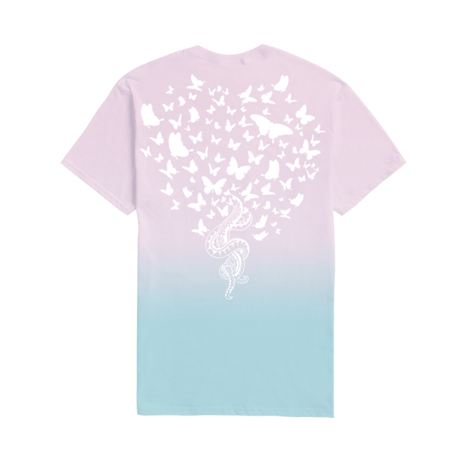 Pink & Blue Tee With Snakes & Butterflies