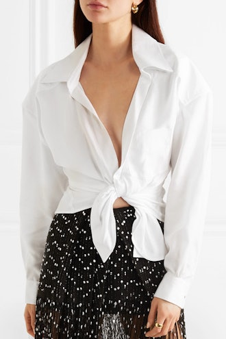 Pavia Tie-Front Cropped Twill Shirt 