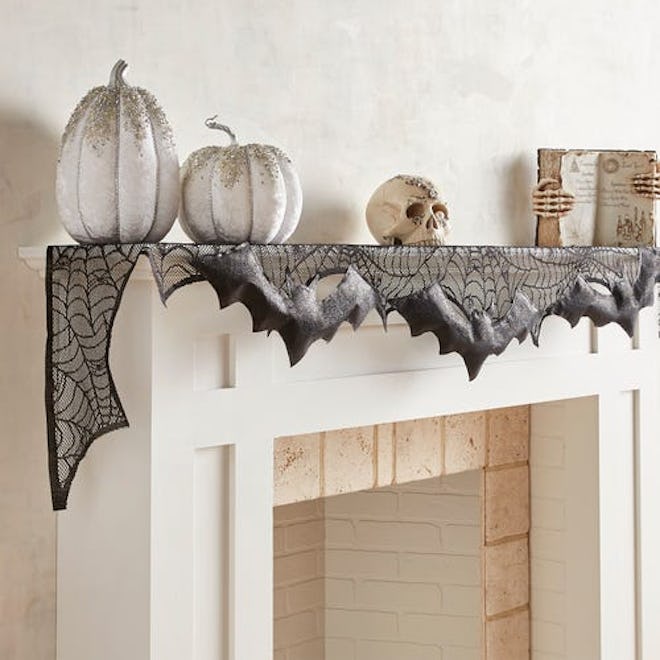 Spider Webs & Bats Halloween Mantel Scarf
