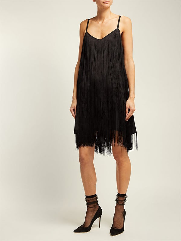 fringe slip dress