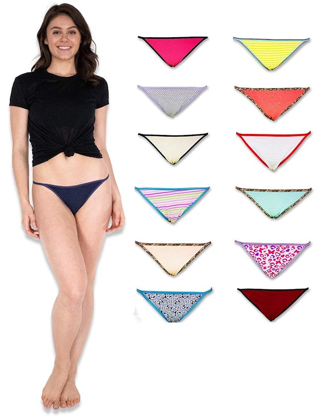 Sexy Basics Women's String Bikini Briefs (12 Pack)