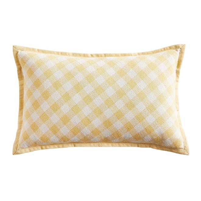 Yellow Gingham Lumbar Pillow
