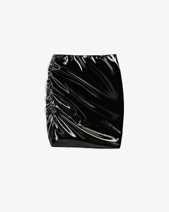 High Waisted Latex Mini Skirt