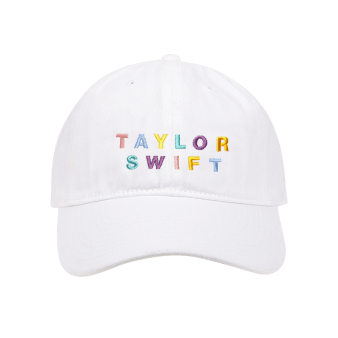 White Cap With Multi-Color Embroidery