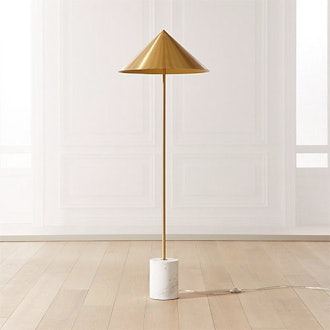 Umbrella Marble Base Brass Cone Floor Lamp