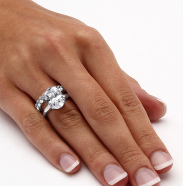 Womens White Cubic Zirconia Platinum Over Silver Bridal Set