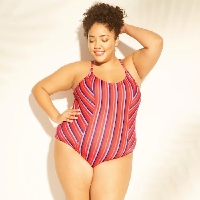 Kona Sol Women's Plus Size Lace-Up Back One Piece Swimsuit