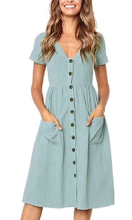 Angashion Button Midi Dress 