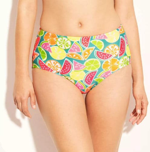 Women's High Waist Bikini Bottom - Multi Fruit Print