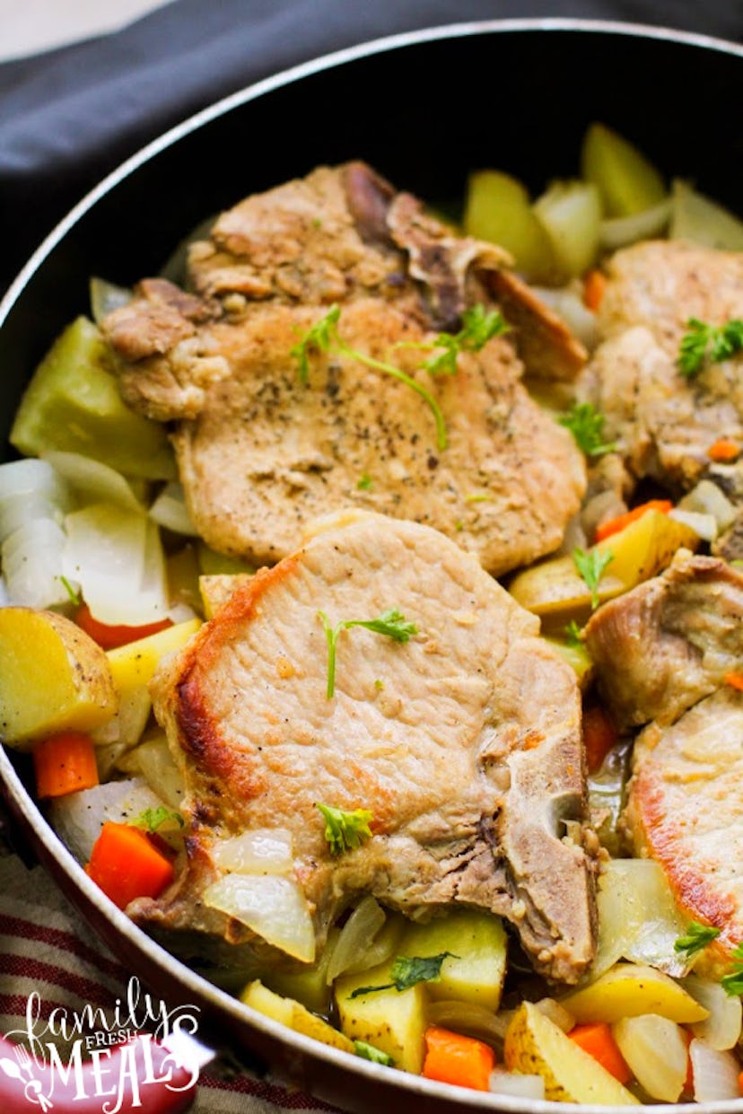 pork chops and vegetables