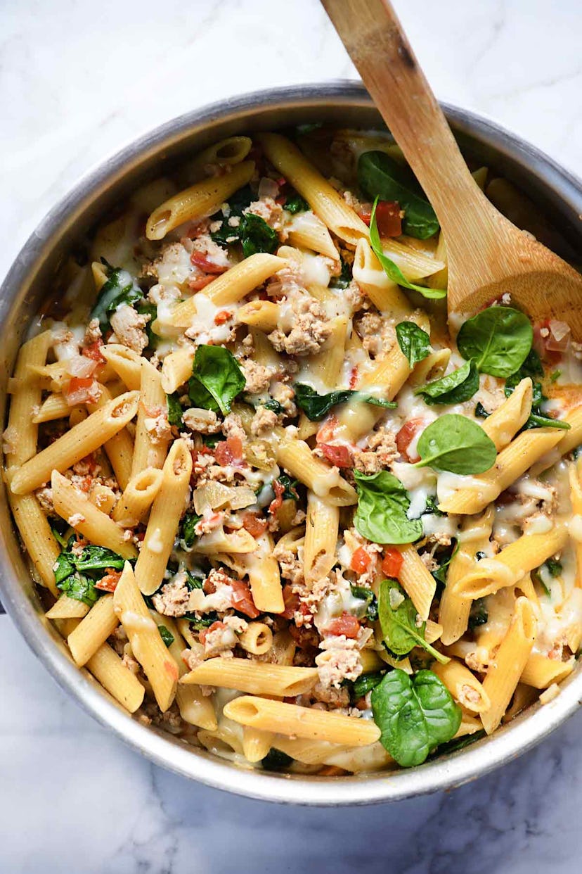 penne with turkey and spinach