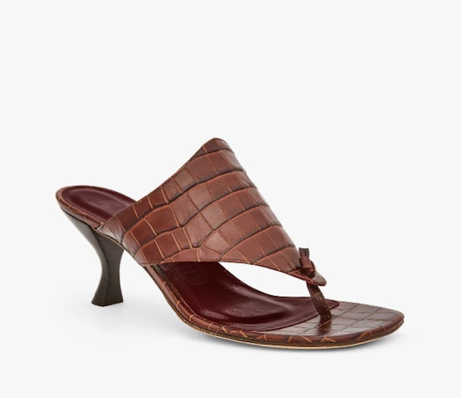 Keith Sandal In Brown Embossed Croc